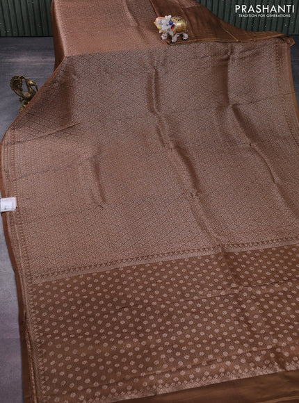 Banarasi semi crepe saree briown with allover thread & zari woven brocade weaves and woven border