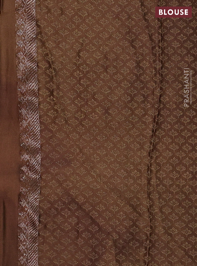 Banarasi semi crepe saree briown with allover thread & zari woven brocade weaves and woven border