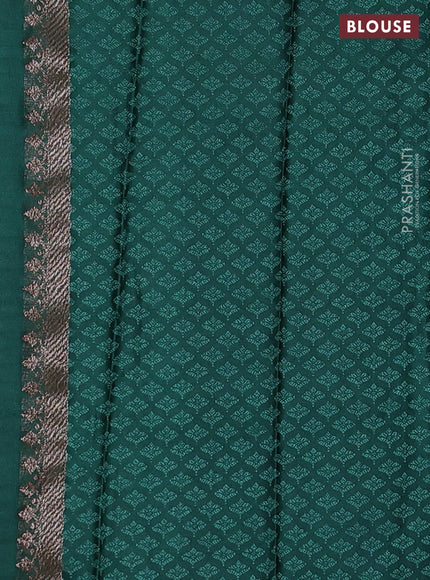 Banarasi semi crepe saree dark green with allover thread & zari woven brocade weaves and woven border