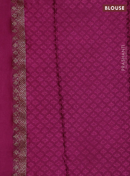 Banarasi semi crepe saree dark magenta pink with allover thread & zari woven brocade weaves and woven border