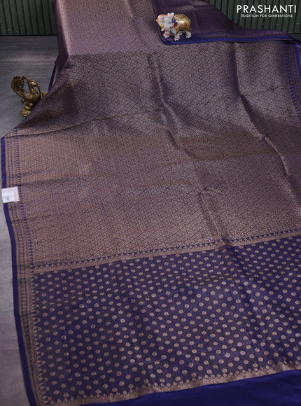 Banarasi semi crepe saree blue with allover thread & zari woven brocade weaves and woven border