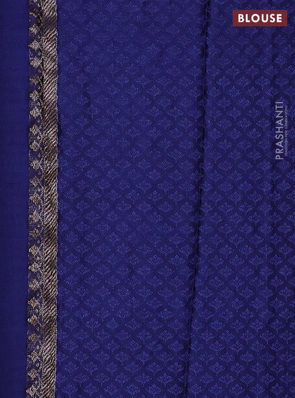 Banarasi semi crepe saree blue with allover thread & zari woven brocade weaves and woven border
