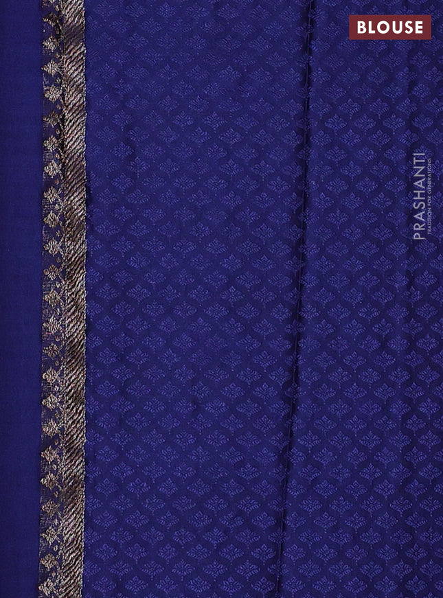 Banarasi semi crepe saree blue with allover thread & zari woven brocade weaves and woven border