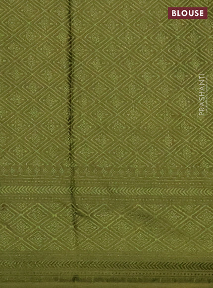 Banarasi semi crepe saree mehendi green with allover thread & zari woven brocade weaves and woven border