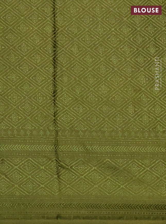 Banarasi semi crepe saree mehendi green with allover thread & zari woven brocade weaves and woven border