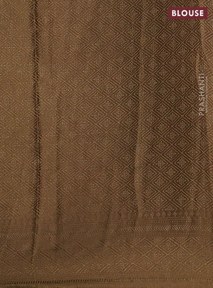 Banarasi semi crepe saree miltary green with allover thread & zari woven brocade weaves and woven border