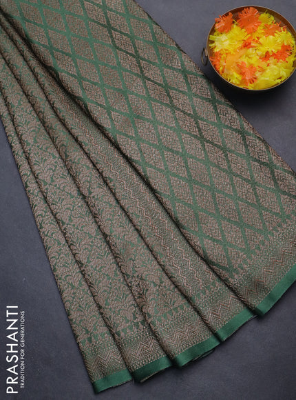 Banarasi semi crepe saree green with allover thread & zari woven brocade weaves and woven border