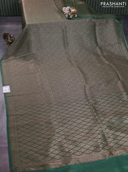 Banarasi semi crepe saree green with allover thread & zari woven brocade weaves and woven border