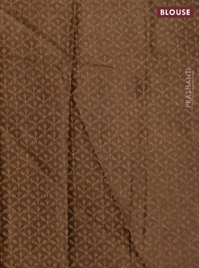 Banarasi semi crepe saree brown with allover thread & zari woven brocade weaves and woven border