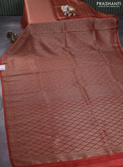Banarasi semi crepe saree rust shade with allover thread & zari woven brocade weaves and woven border