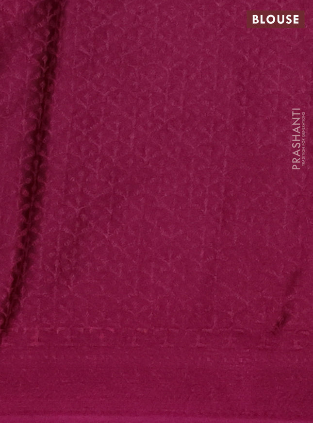 Banarasi semi crepe saree dark magenta pink with allover thread & zari woven brocade weaves and woven border