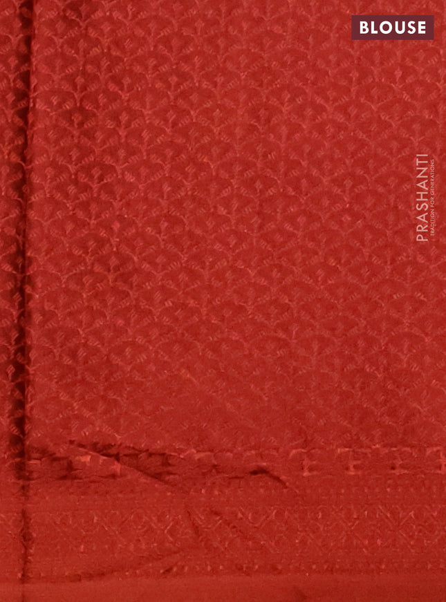 Banarasi semi crepe saree rust shade with allover thread & zari woven brocade weaves and woven border