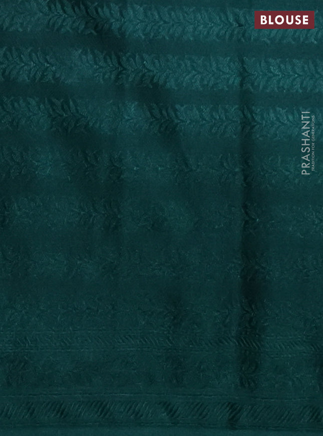 Banarasi semi crepe saree dark green with allover thread & zari woven brocade weaves and woven border