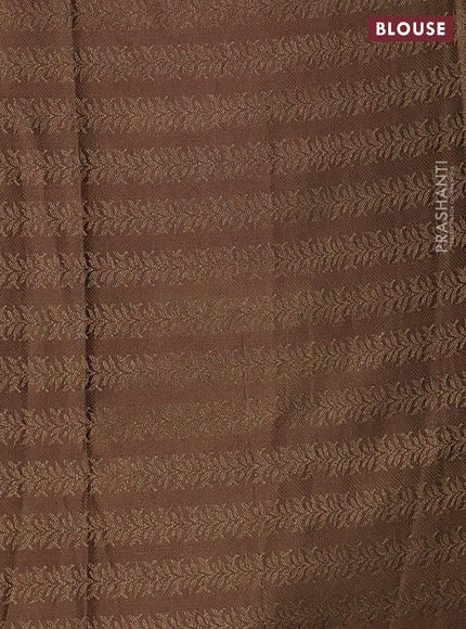 Banarasi semi crepe saree brown with allover thread & zari woven brocade weaves and woven border