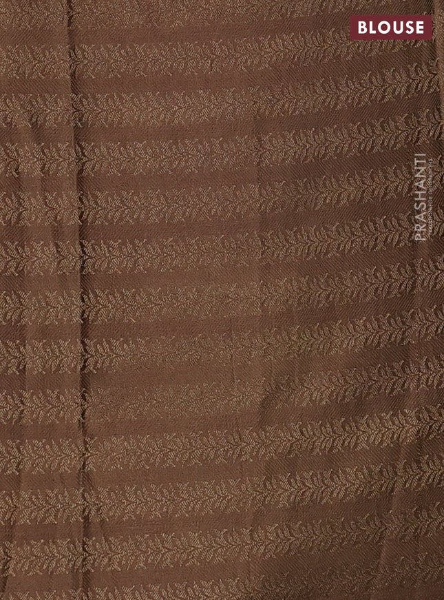 Banarasi semi crepe saree brown with allover thread & zari woven brocade weaves and woven border