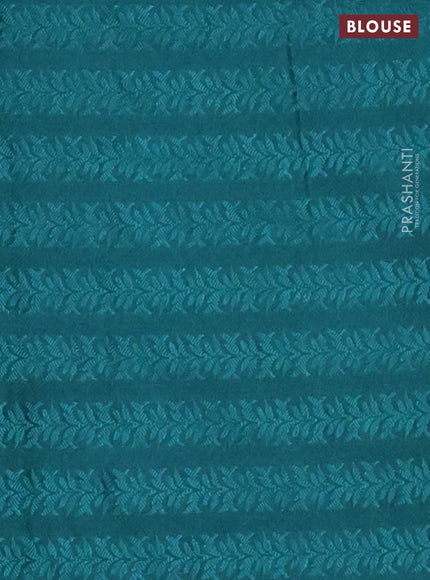 Banarasi semi crepe saree teal green with allover thread & zari woven brocade weaves and woven border