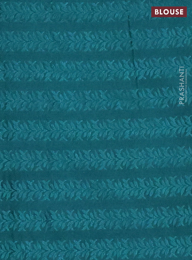 Banarasi semi crepe saree teal green with allover thread & zari woven brocade weaves and woven border