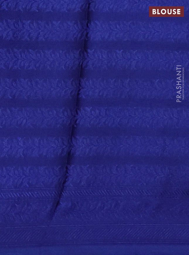 Banarasi semi crepe saree blue with allover thread & zari woven brocade weaves and woven border