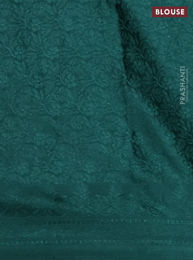 Banarasi semi crepe saree dark green with allover thread & zari woven brocade weaves and woven border