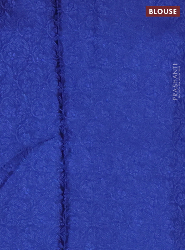 Banarasi semi crepe saree blue with allover thread & zari woven brocade weaves and woven border