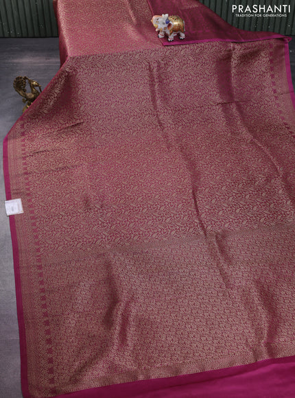 Banarasi semi crepe saree wine shade with allover thread & zari woven brocade weaves and woven border