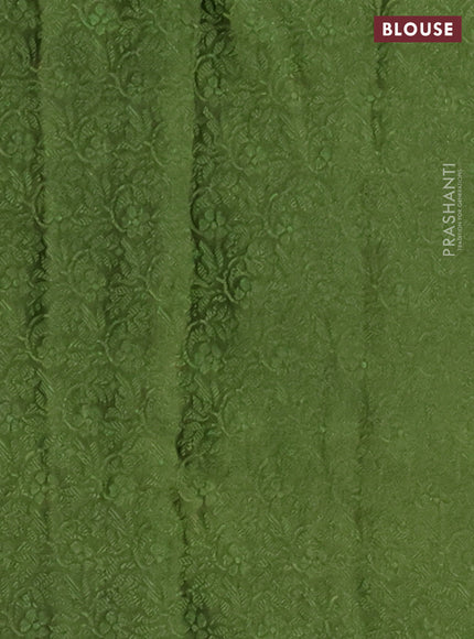 Banarasi semi crepe saree mehendi green with allover thread & zari woven brocade weaves and woven border