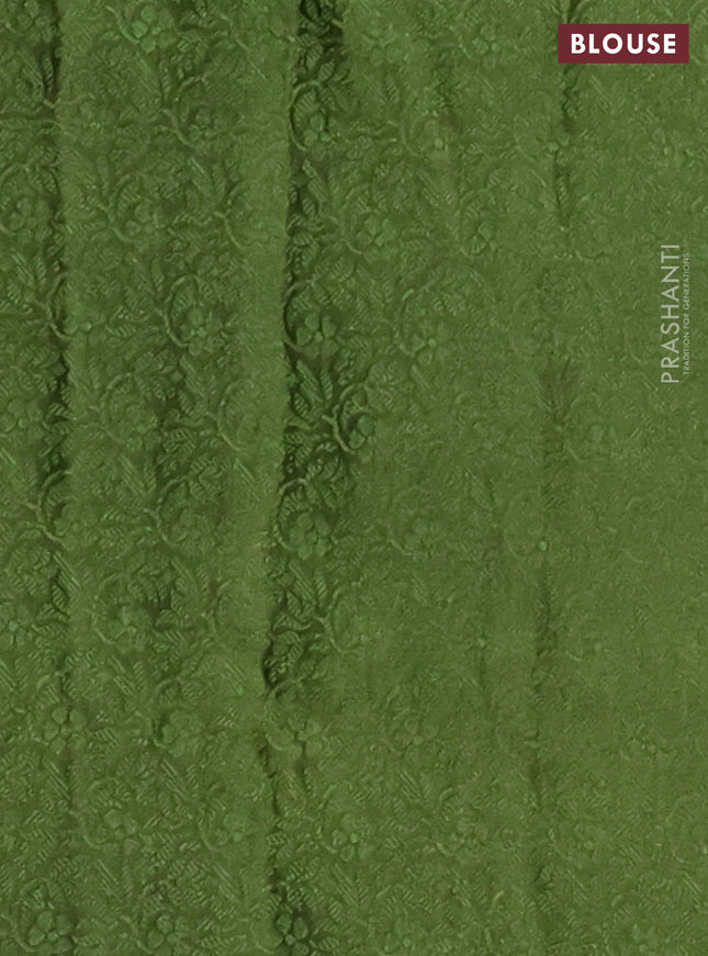 Banarasi semi crepe saree mehendi green with allover thread & zari woven brocade weaves and woven border