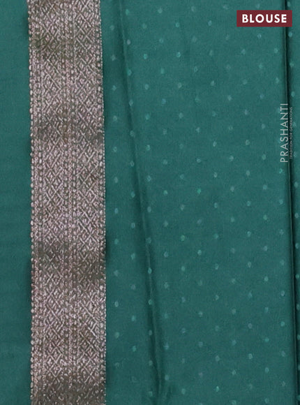 Banarasi semi crepe saree dark green with allover thread & zari woven brocade weaves and woven border