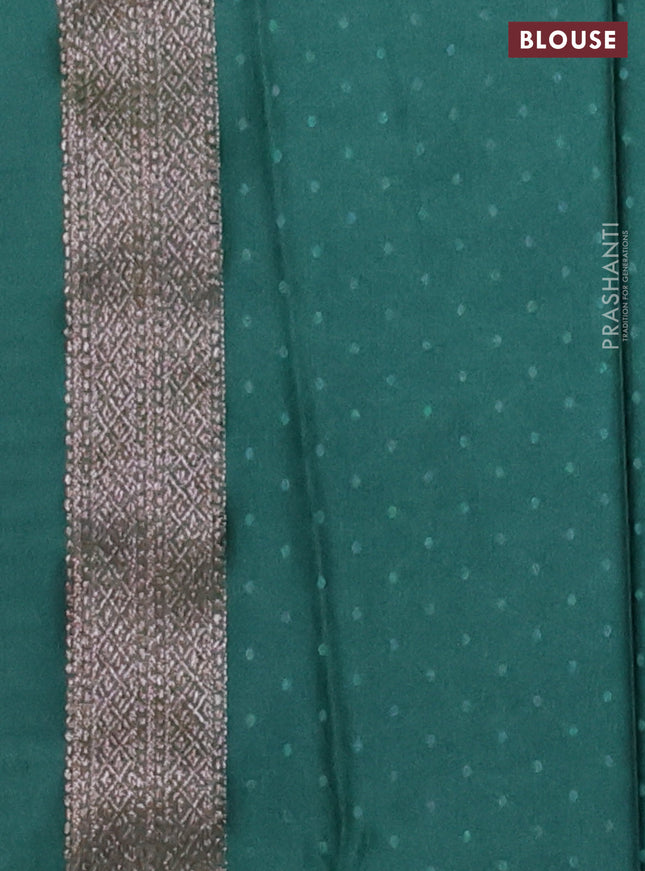 Banarasi semi crepe saree dark green with allover thread & zari woven brocade weaves and woven border