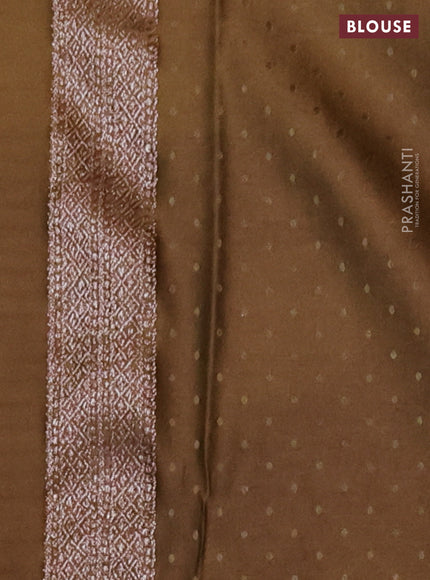 Banarasi semi crepe saree dark mehendi green with allover thread & zari woven brocade weaves and woven border