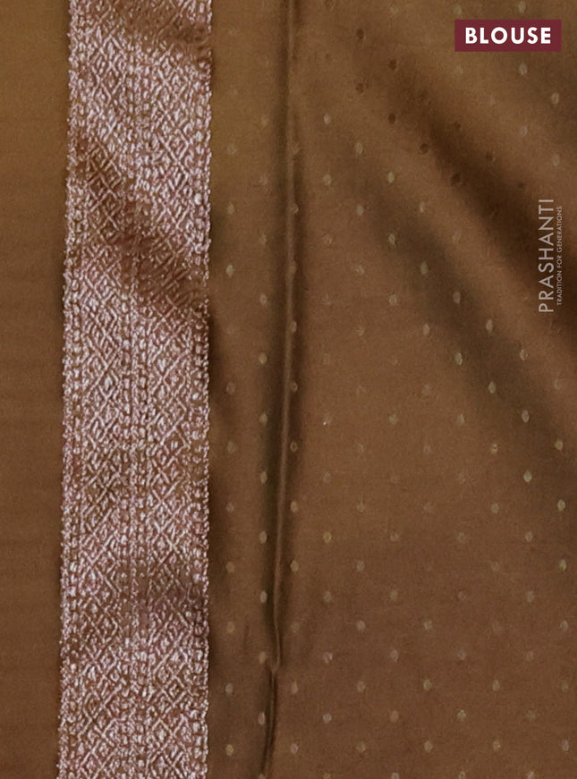 Banarasi semi crepe saree dark mehendi green with allover thread & zari woven brocade weaves and woven border