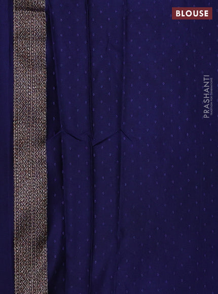 Banarasi semi crepe saree blue with allover thread & zari woven brocade weaves and woven border