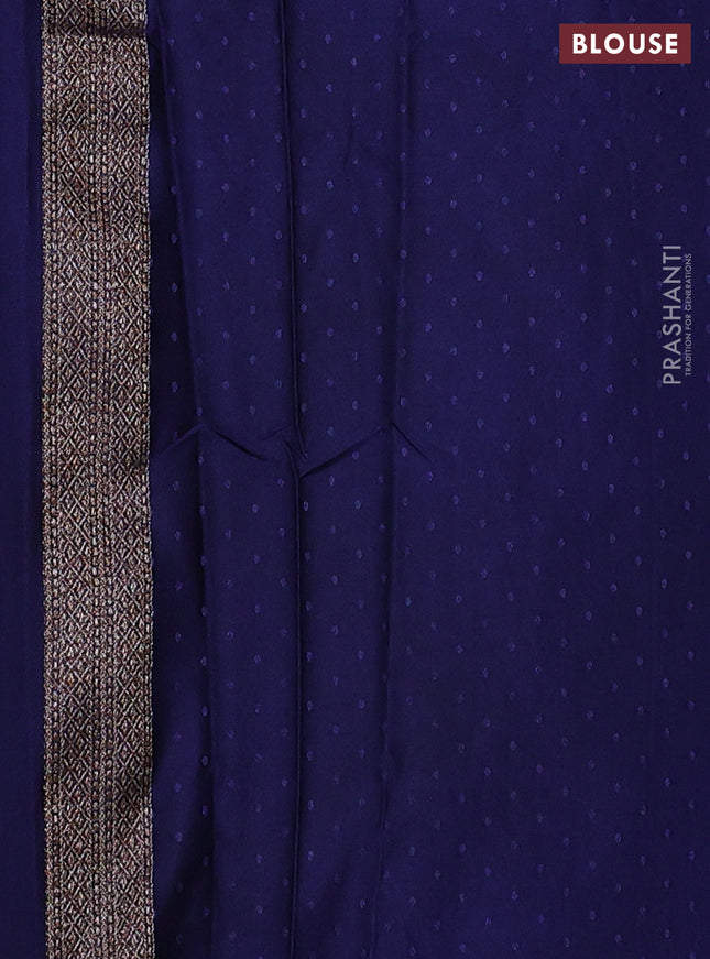 Banarasi semi crepe saree blue with allover thread & zari woven brocade weaves and woven border