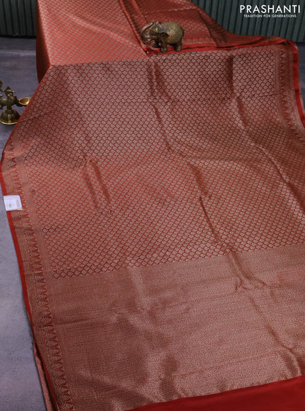 Banarasi semi crepe saree brown with allover thread & zari woven brocade weaves and woven border