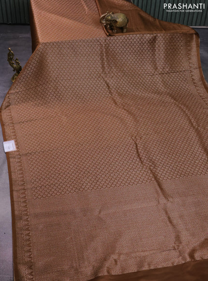 Banarasi semi crepe saree rust shade with allover thread & zari woven brocade weaves and woven border