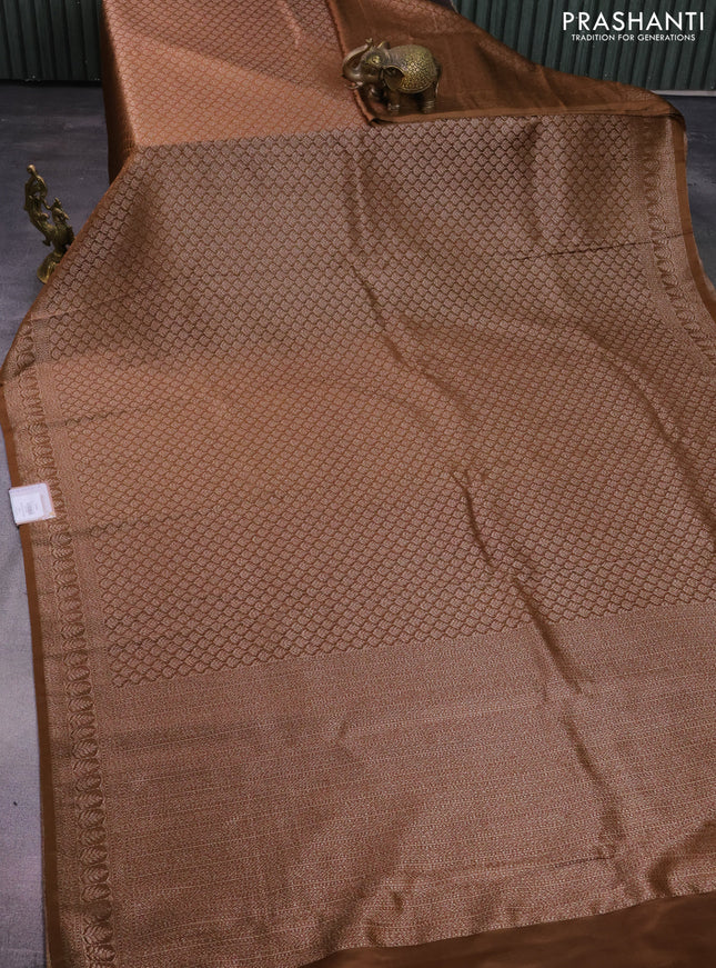 Banarasi semi crepe saree rust shade with allover thread & zari woven brocade weaves and woven border