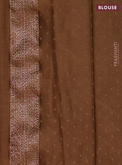 Banarasi semi crepe saree rust shade with allover thread & zari woven brocade weaves and woven border