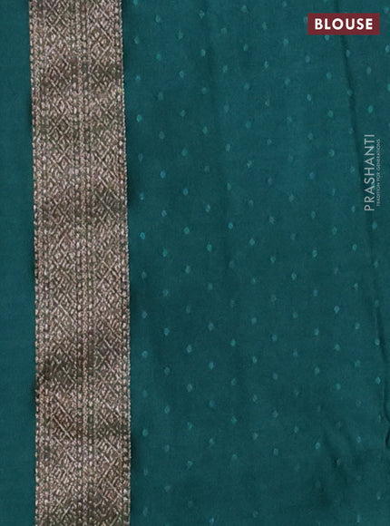 Banarasi semi crepe saree dark green with allover thread & zari woven brocade weaves and woven border