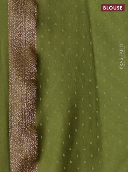 Banarasi semi crepe saree mehendi green with allover thread & zari woven brocade weaves and woven border