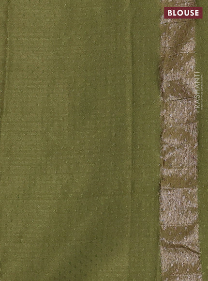 Banarasi semi crepe saree mehendi green with allover thread & zari woven butta weaves and woven border