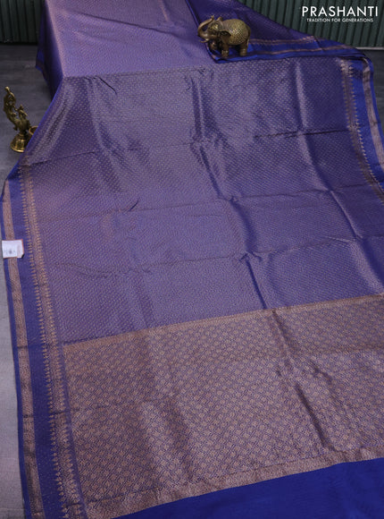 Banarasi semi crepe saree blue with allover thread & zari woven butta weaves and woven border