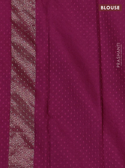 Banarasi semi crepe saree dark magenta pink with allover thread & zari woven butta weaves and woven border