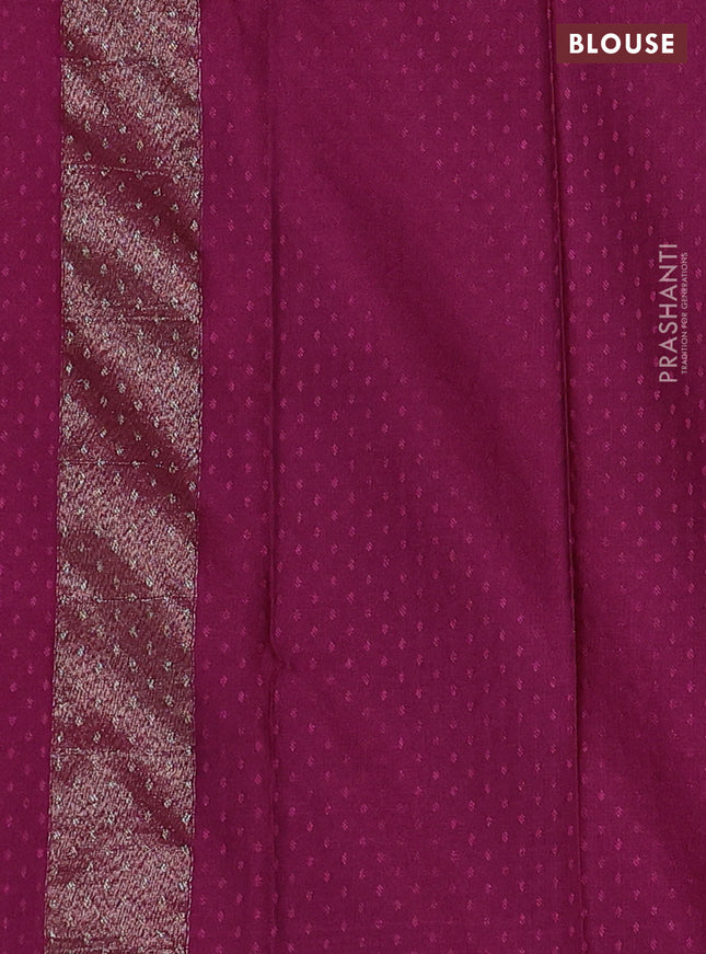 Banarasi semi crepe saree dark magenta pink with allover thread & zari woven butta weaves and woven border