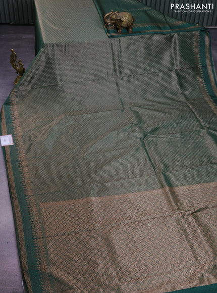 Banarasi semi crepe saree dark green with allover thread & zari woven butta weaves and woven border