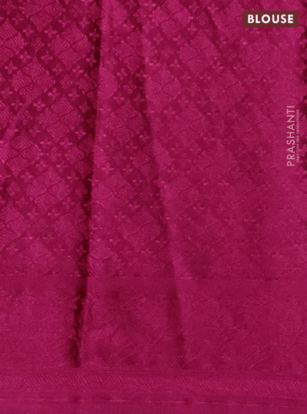 Banarasi semi crepe saree dark magenta pink with allover thread & zari woven brocade weaves and woven border