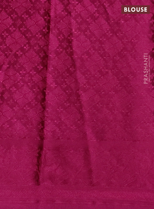 Banarasi semi crepe saree dark magenta pink with allover thread & zari woven brocade weaves and woven border