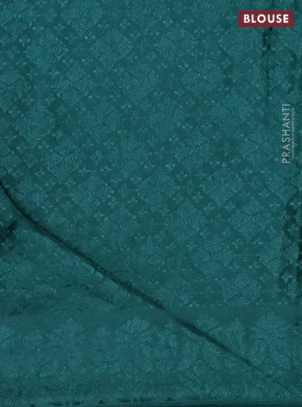 Banarasi semi crepe saree dark green with allover thread & zari woven brocade weaves and woven border