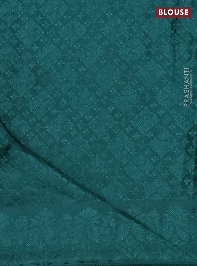 Banarasi semi crepe saree dark green with allover thread & zari woven brocade weaves and woven border