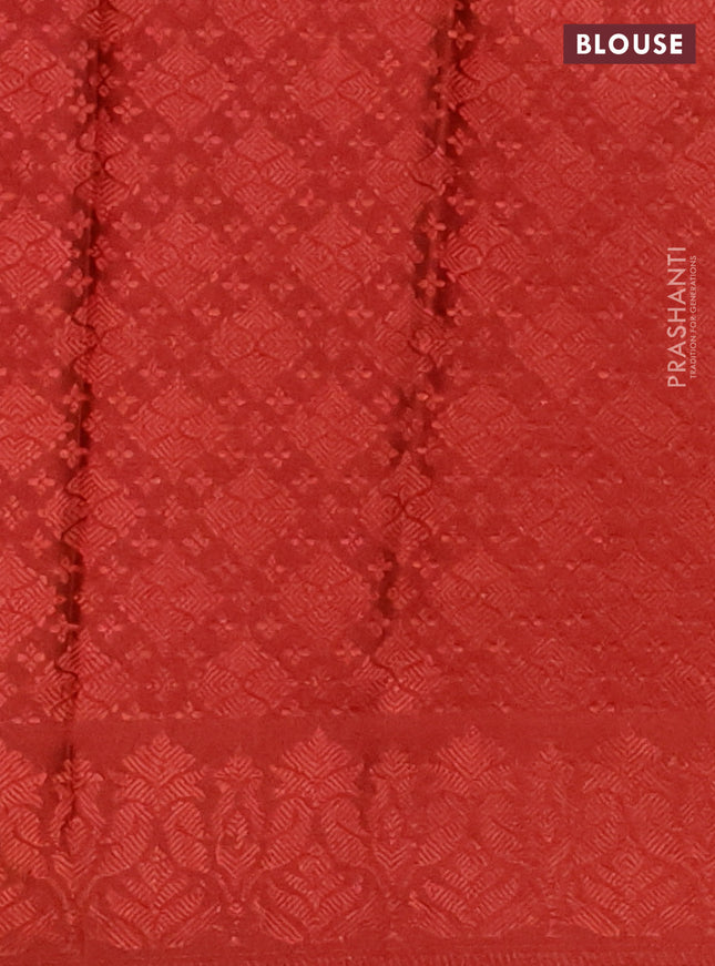Banarasi semi crepe saree rust shade with allover thread & zari woven brocade weaves and woven border