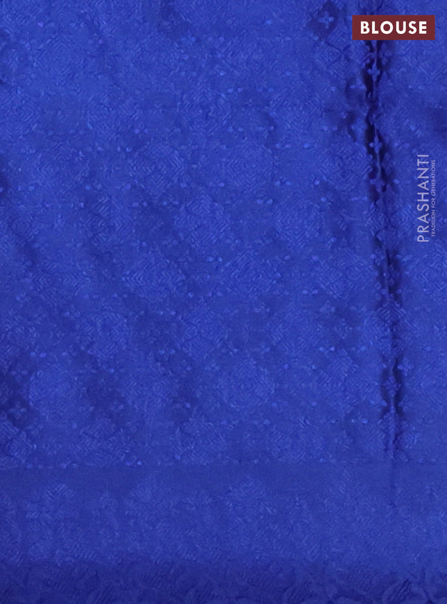 Banarasi semi crepe saree blue with allover thread & zari woven brocade weaves and woven border